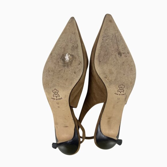 Isaac Mizrahi Womens 10M Camel Brown Career Suede 2.5" Slingback Pumps Heels - Picture 10 of 13